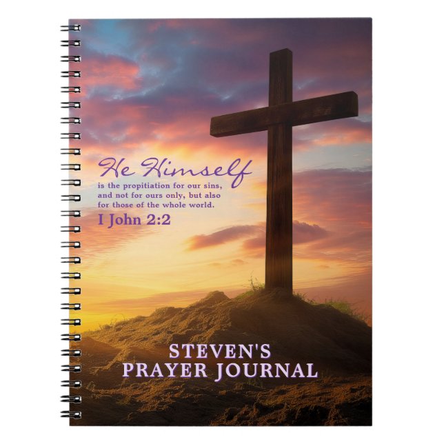 Silhouette Cross Bible Verse Personalized Notebook (Front)