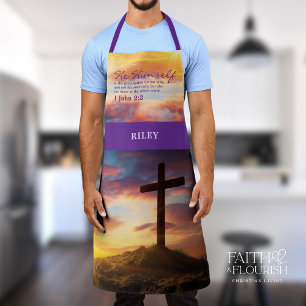 Silhouette Cross Scripture Personalized Apron
