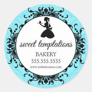 Silhouette Cupcake Lady Bakery Packaging Classic Round Sticker