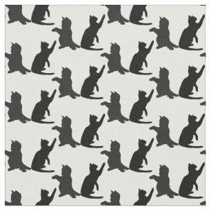 Silhouette Cute Kitten Cats Playing Fabric