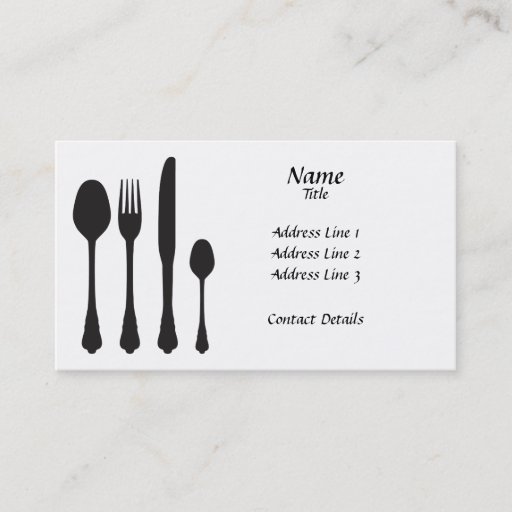 Customizable Silhouette Cutlery Cafe Patisserie Business Card