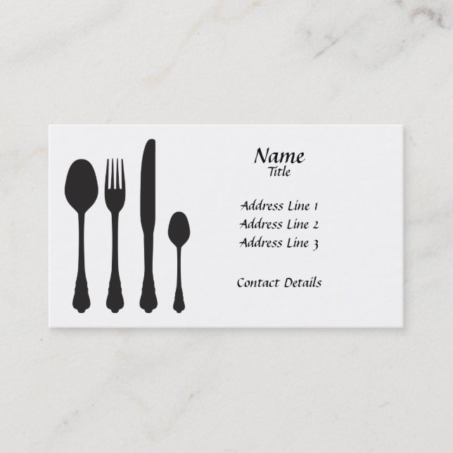 Silhouette Cutlery Cafe Patisserie Business Card (Front)
