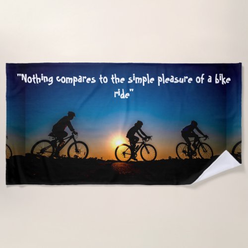 Silhouette Cyclist Beach Towel