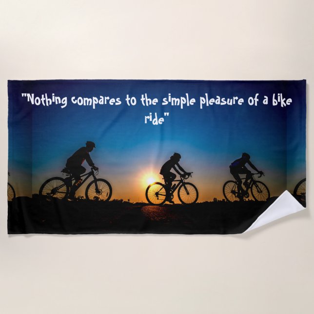 Silhouette Cyclist Beach Towel (Front)