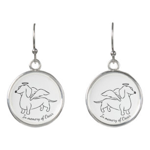 Silhouette Dachshund Angel Earrings