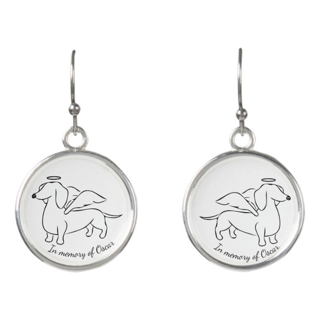 Silhouette Dachshund Angel Earrings (Front)