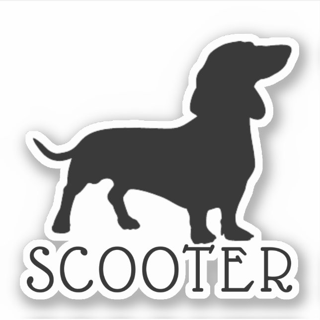 Silhouette Dachshund Dog Pet Name Sticker (Front)