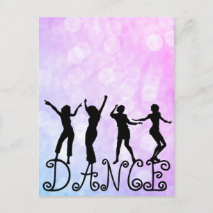 Silhouette Dancers Bokeh Dance Postcard