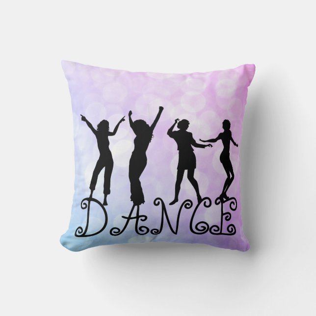 Silhouette Dancers Bokeh Dance Throw Pillow (Front)