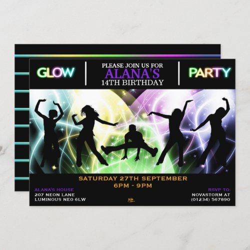 Silhouette Dancers Glow Party Invitations