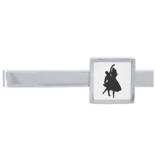 SILHOUETTE DANCERS SILVER FINISH TIE CLIP