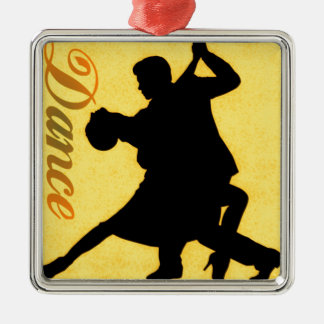 Silhouette Dancing Couple Metal Ornament