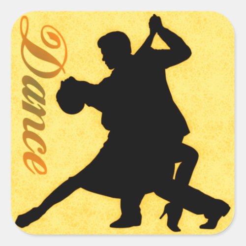Silhouette Dancing Couple Square Sticker