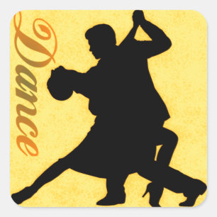 Silhouette Dancing Couple Square Sticker