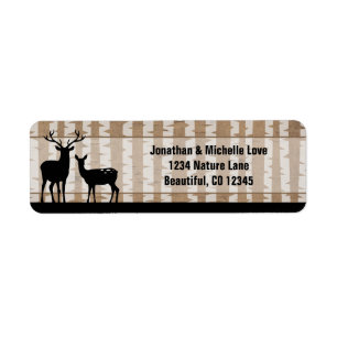 Silhouette Deer and Aspen Trees Address Label