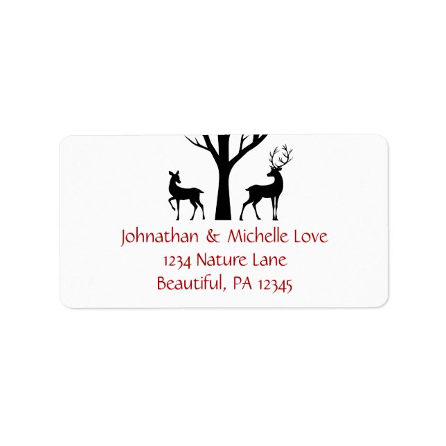 Silhouette Deer Couple in Love Address Label (Front)
