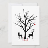 Silhouette Deer Couple in Love Winter Wedding Invitation (Back)