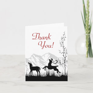 Silhouette Deer Couple Mountain Thank You Card