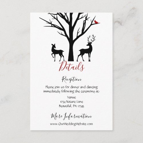 Silhouette Deer Couple Winter Love Wedding Details Enclosure Card