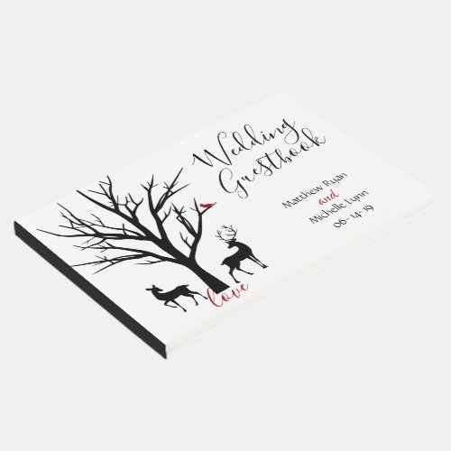 Silhouette Deer Couple Winter Love Wedding Guest Book