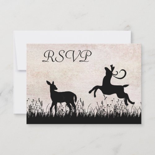 Silhouette Deer in Meadow Wedding RSVP