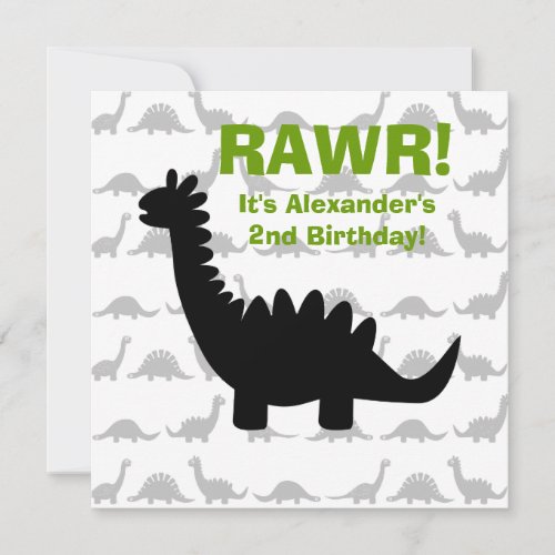 Silhouette Dinosaur Birthday Invitation