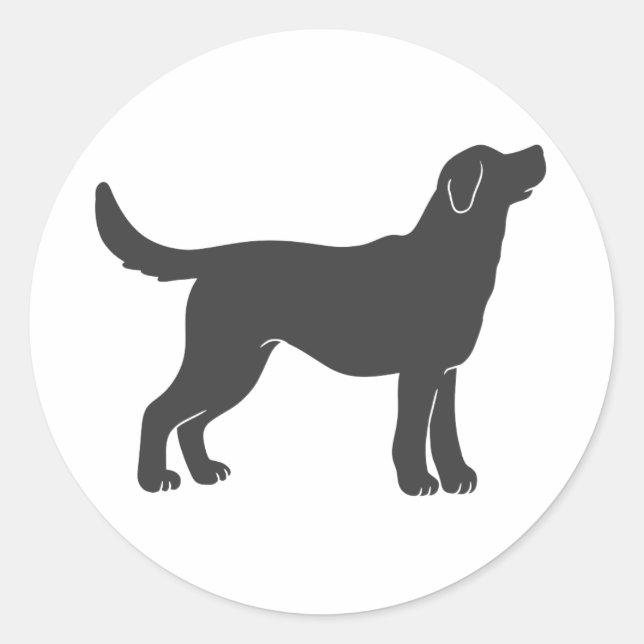 Silhouette dog standing - Choose background color Classic Round Sticker (Front)