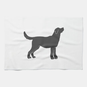 Silhouette dog standing - Choose background color Kitchen Towel