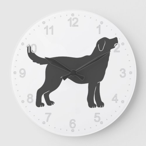 Silhouette dog standing _ Choose background color Large Clock