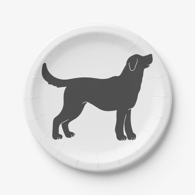 Silhouette dog standing - Choose background color Paper Plates (Front)