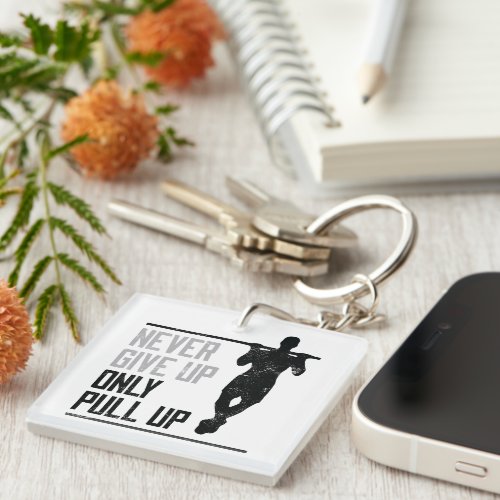 Silhouette doing calisthenics design keychain