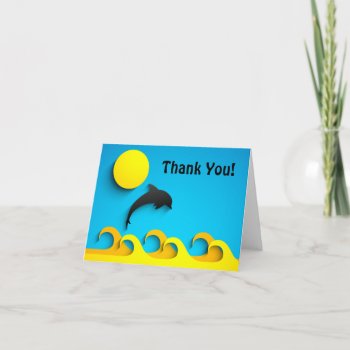 Silhouette Dolphin Beach Thank You Card by TheBeachBum at Zazzle