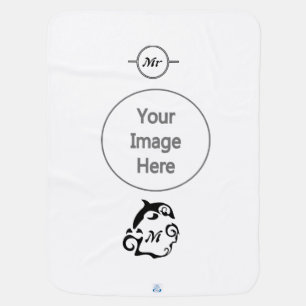 Silhouette Dolphin in a Black Sea Wave Baby Blanket