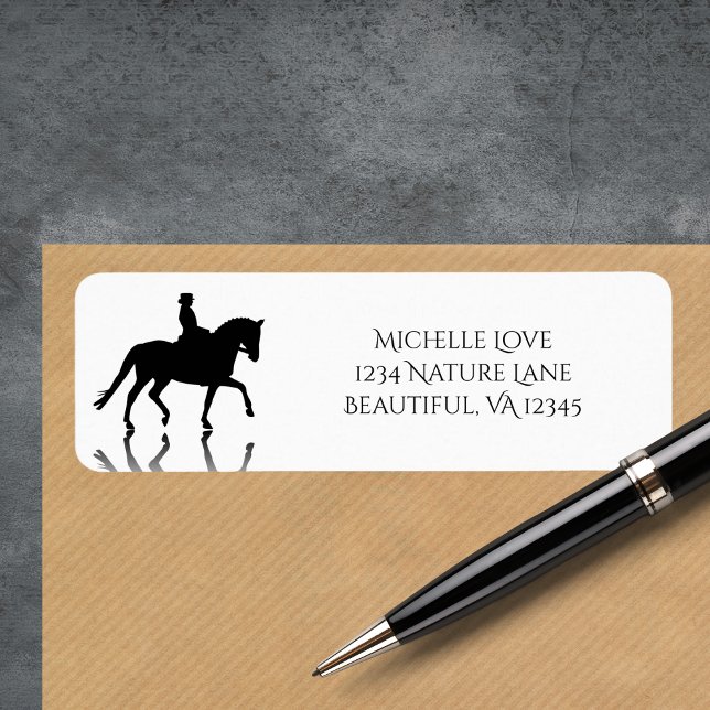 Silhouette Dressage Horse Return Address Label (Silhouette Dressage Horse with Reflection Label)