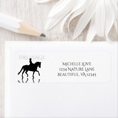 Silhouette Dressage Horse with Reflection Address Label