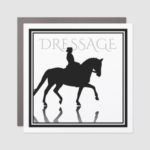 Silhouette Dressage Horse with Reflection Car Magnet
