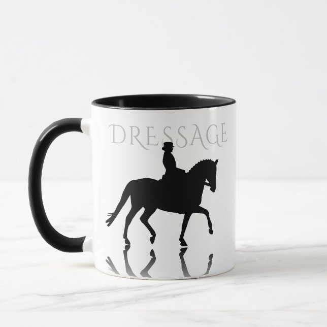 Silhouette Dressage Horse with Reflection Mug (Left)