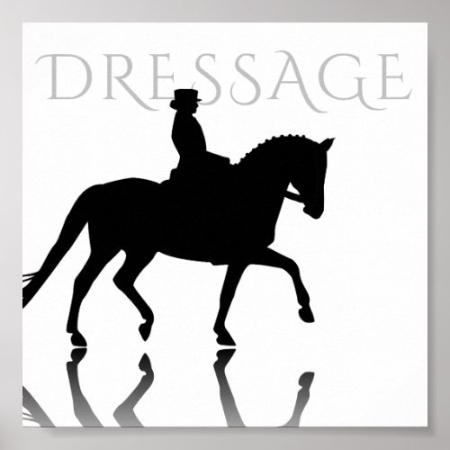 Silhouette Dressage Horse with Reflection Poster