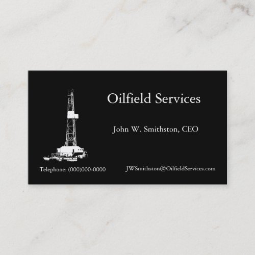 Silhouette Drilling Rig Business Card