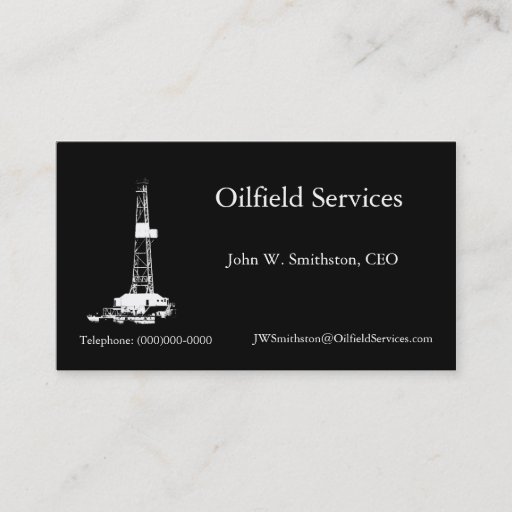 Customizable Silhouette Drilling Rig Business Card
