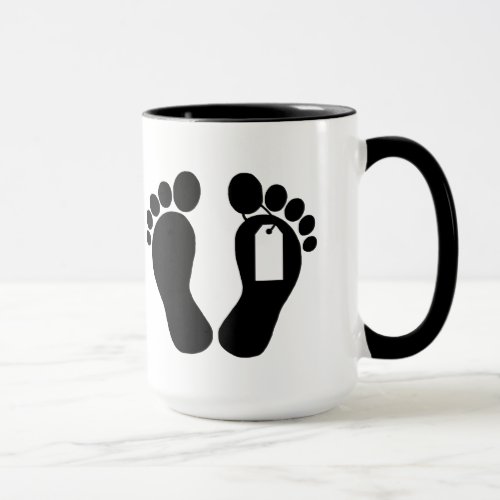 Silhouette Feet with Toe Tag Mug