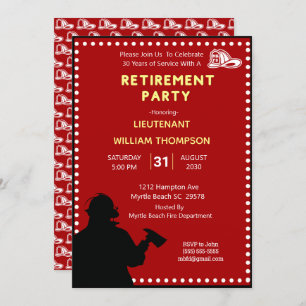 Silhouette Fireman/Fire Chief Retirement Party Invitation