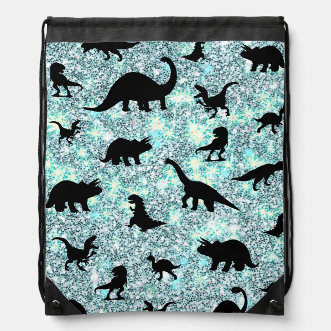 silhouette fish shark whale gradient galaxy space drawstring bag (Front)