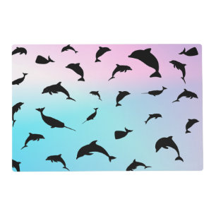 silhouette fish shark whale gradient galaxy space placemat
