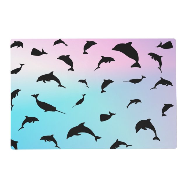 silhouette fish shark whale gradient galaxy space placemat (Front)