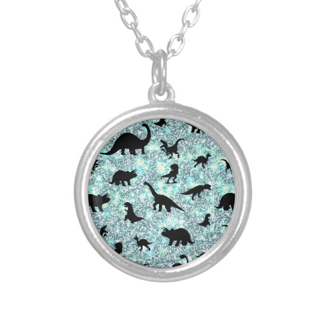 silhouette fish shark whale gradient Sparkle galax Silver Plated Necklace (Front)