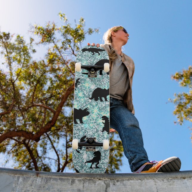 silhouette fish shark whale gradient Sparkle galax Skateboard (Outdoor 1)