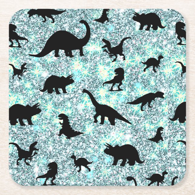 silhouette fish shark whale gradient Sparkle galax Square Paper Coaster (Front)