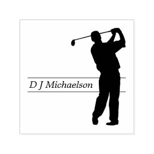 Silhouette Full Swing Golfer with Name Self-inking Stamp