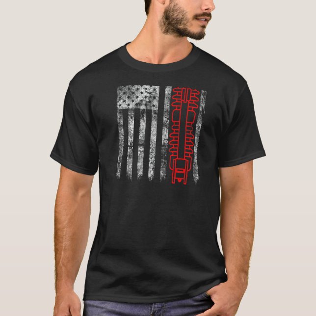 Silhouette Fuse Cutout American Flag Lineman  1 T-Shirt (Front)